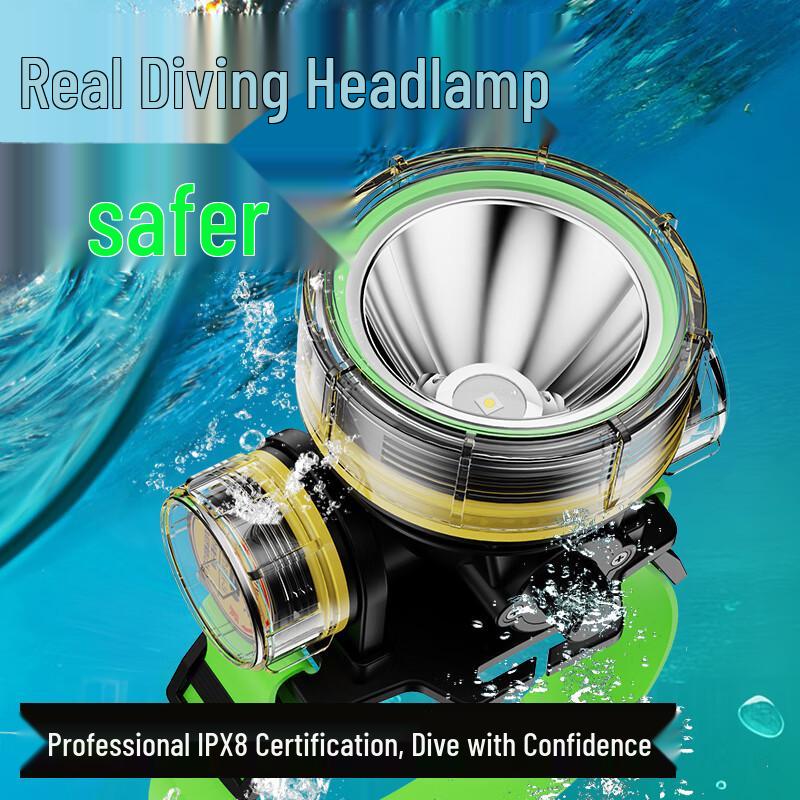 

Professional IPX8 Rechargeable Diving Headlamp
