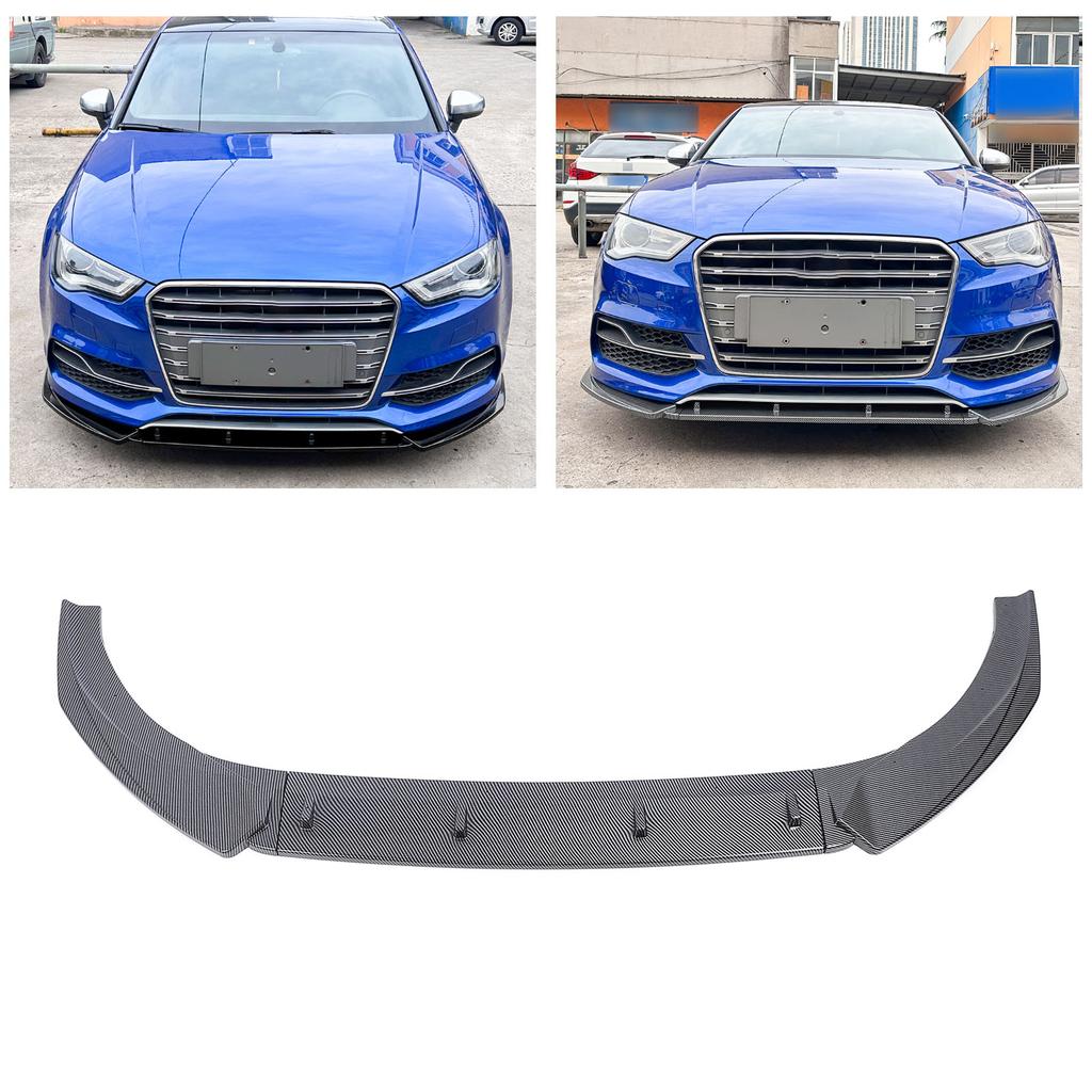 Front Bumper Lip Spoiler Racing   3 Section Type Car Front Bumper Lip Body Kit for S‑Line 8V Pre‑facelift 2013 to 2016