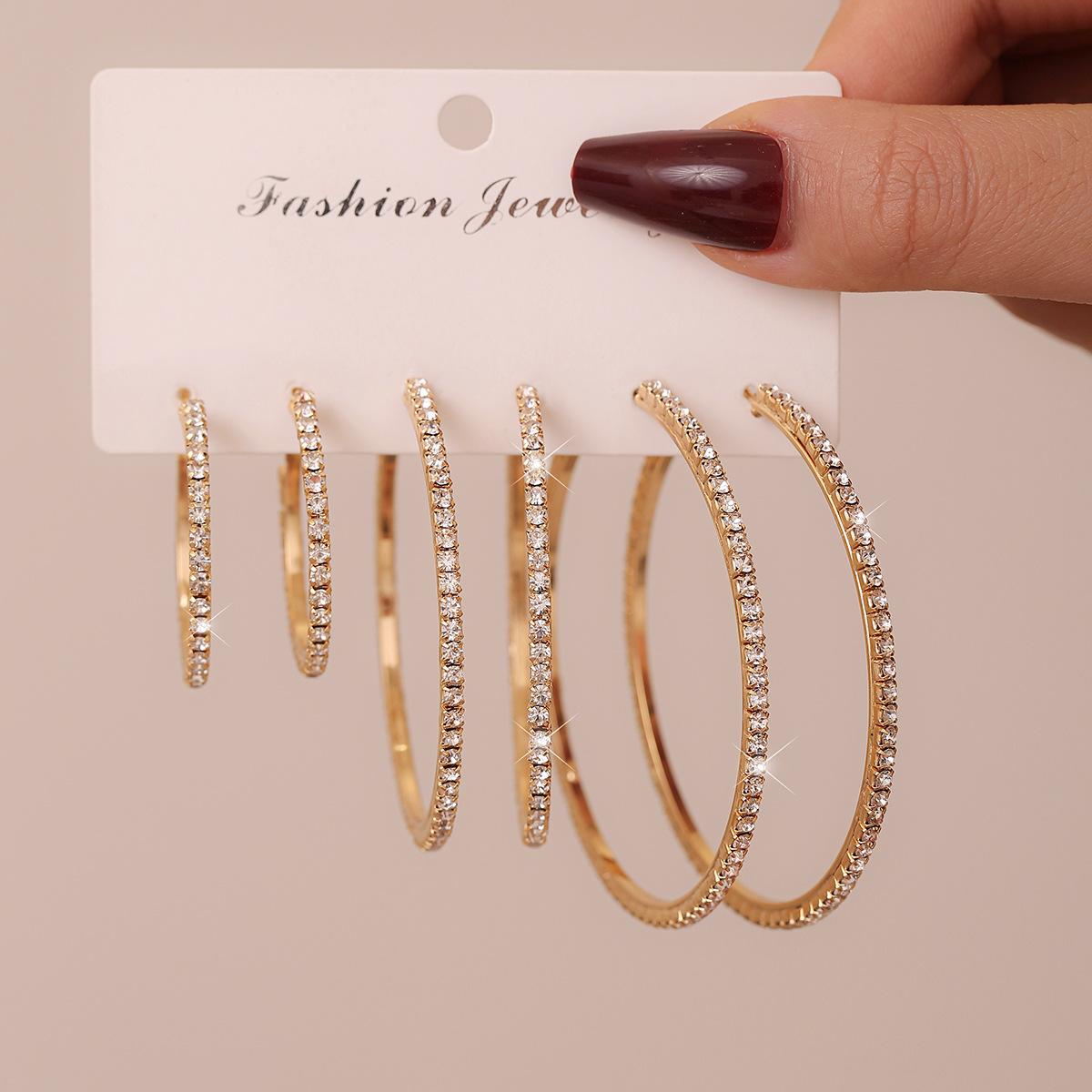 Hot-selling shiny large exaggerated earrings, exaggerated earrings, round trend earrings set.
