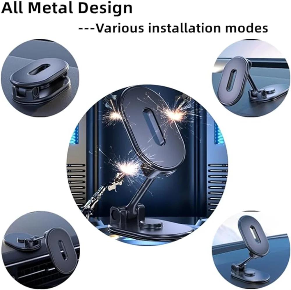 Magnetic Car Phone Holder - Alloy Folding Strong Magnet 360° Rotation Universal Dashboard Mount for Smartphones & Tablets
