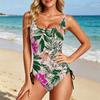 Women Swimsuit Tummy Control Push Up Scoop Neck Bathing Suit Adjustable Side Drawstring Slimming Swimwear