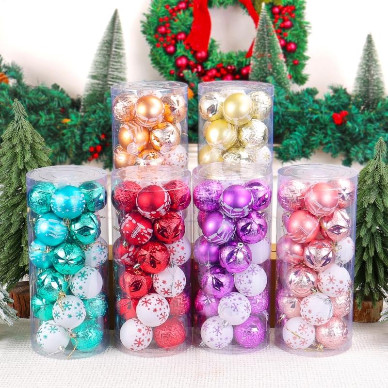 24Pcs Hand Painted Christmas Sphere Ornament Christmas Hand Painted Sphere Ornament Handmade Festival Tree Decorations
