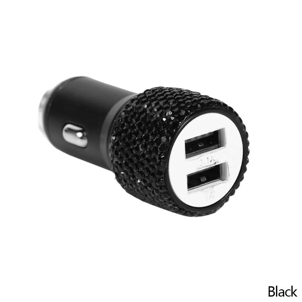 Ładowarka Samochodowa Wysadzana Diamentami Ładowarka Młotek Bezpieczeństwa do Telefonu Samochodowego Podwójne USB Szybkie Ładowanie Diamentowa Ładowarka do Telefonu Samochodowego Ze Stopu Aluminium