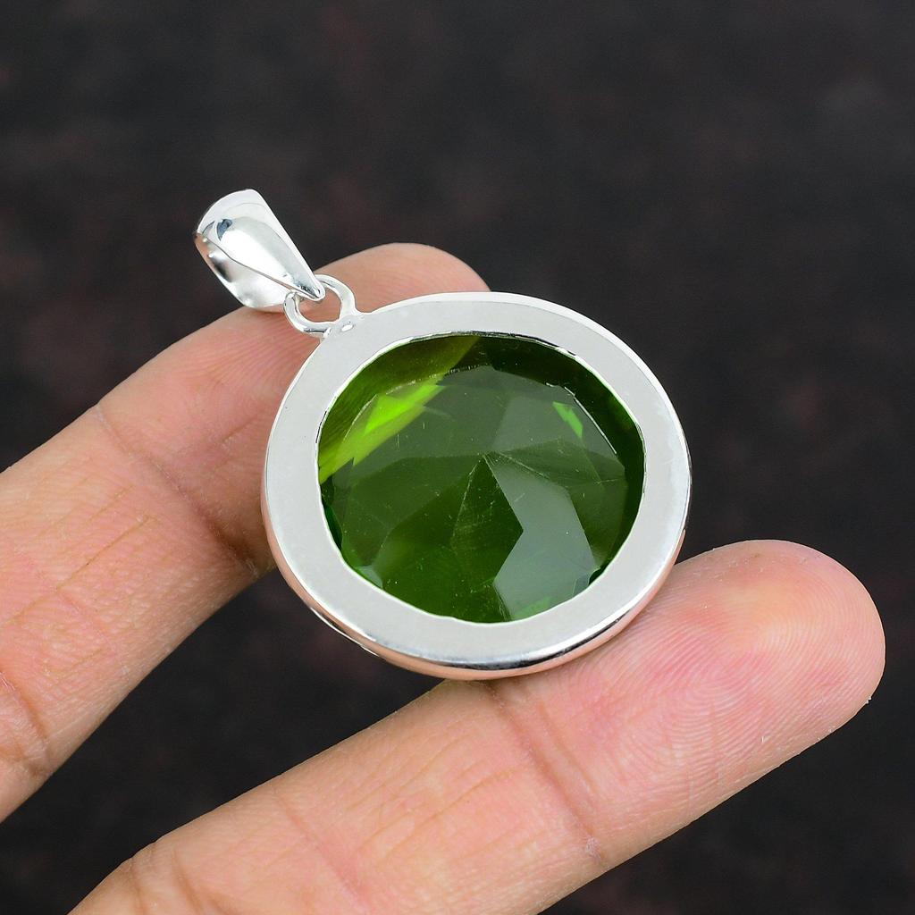 Faceted Peridot Pendant Handmade Jewelry Real Gemstone Pendant 925 Sterling Silver Pendant Amazing Pendant Gifts for Wife Brand New Jewelry