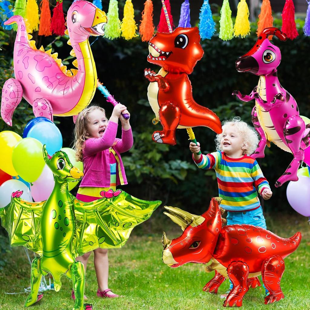 10 Pack Dinosaur Foil Balloons Party Decor Giant 3D Self Standing Inflatable Dinosaur Balloons for Birthday Jungle Theme Party Supplies Decorations