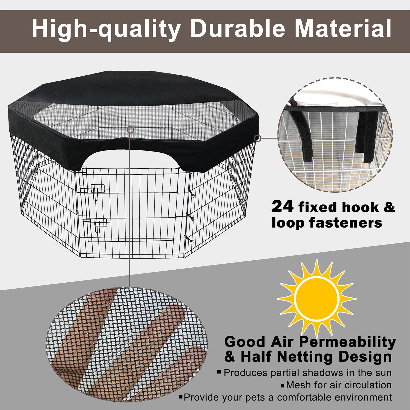 

24 Inch Dog Playpen Cover, 8 Panels Octagonal Pet Fence Mesh Cover Sun Protecus Shade Cover for Dog Pen Indoor (Dog Playpen Not Included)