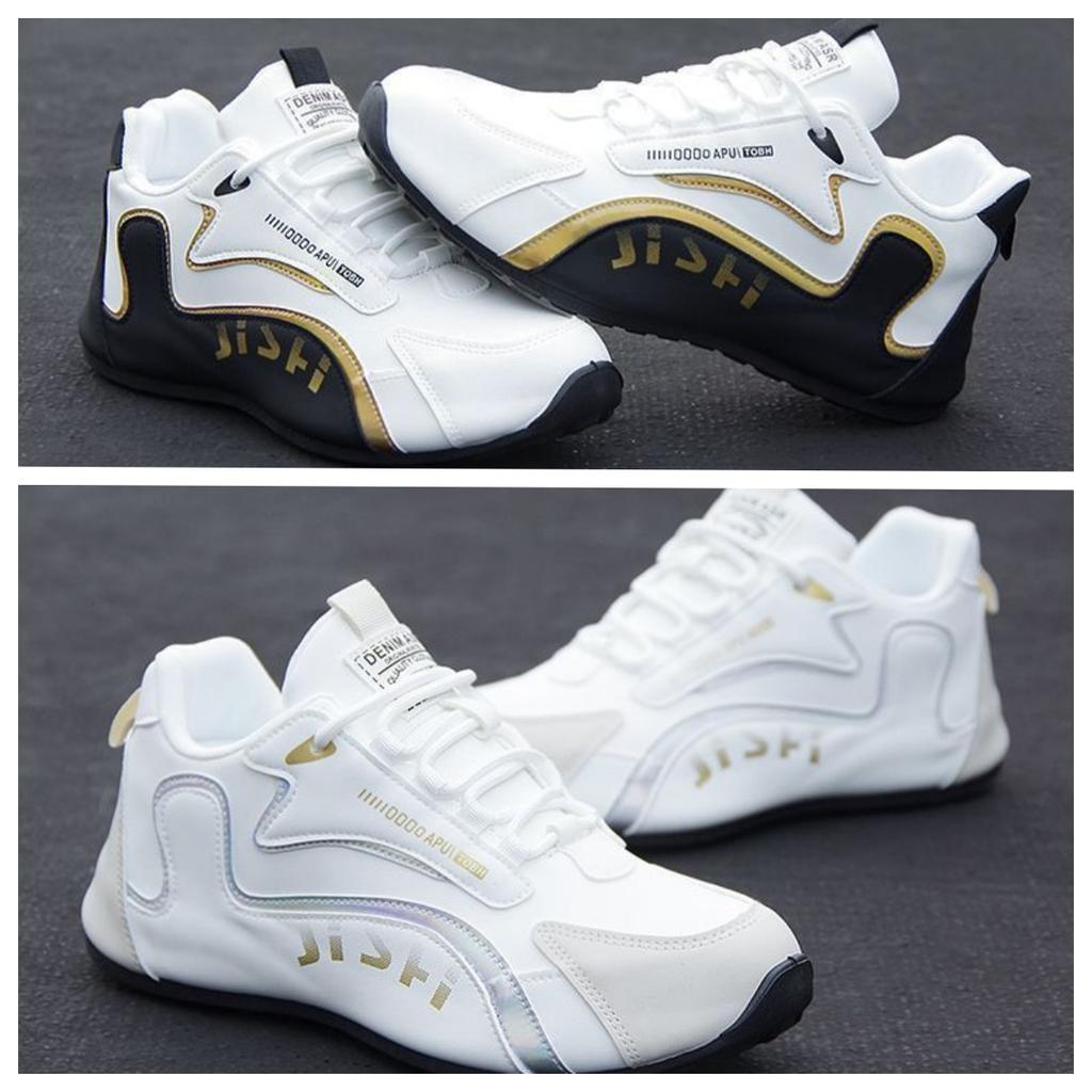 Men's Leather Waterproof Sneakers, Comfortable White Sneakers with Built-in Heel Lift and Soft Soles, Casual Shoes for Men.