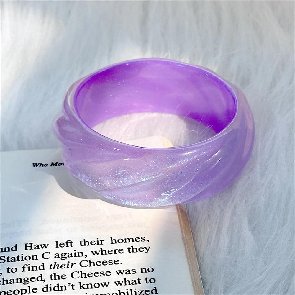 Fashion Lighting Candy Color Water Shine Round Spiral Jelly Good-looking Acrylic Bangle Bracelet Geometric Resin Trend Bracelet