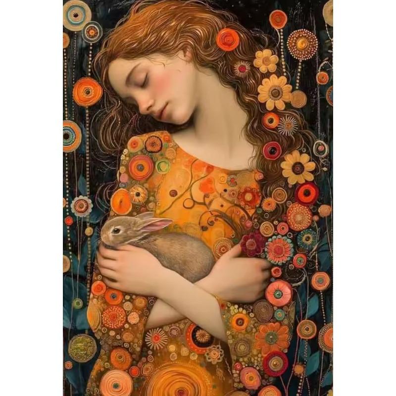 Creativity Beauty Women and Black Cat Canvas Paintings Wall Art Posters and Prints for Living Room Abstract Home Decor Mural