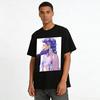 Vintage Chinese Style Purple-haired Girl Print Top Niche Design Casual Loose Crewneck Sweatshirt Pure Cotton T-shirt