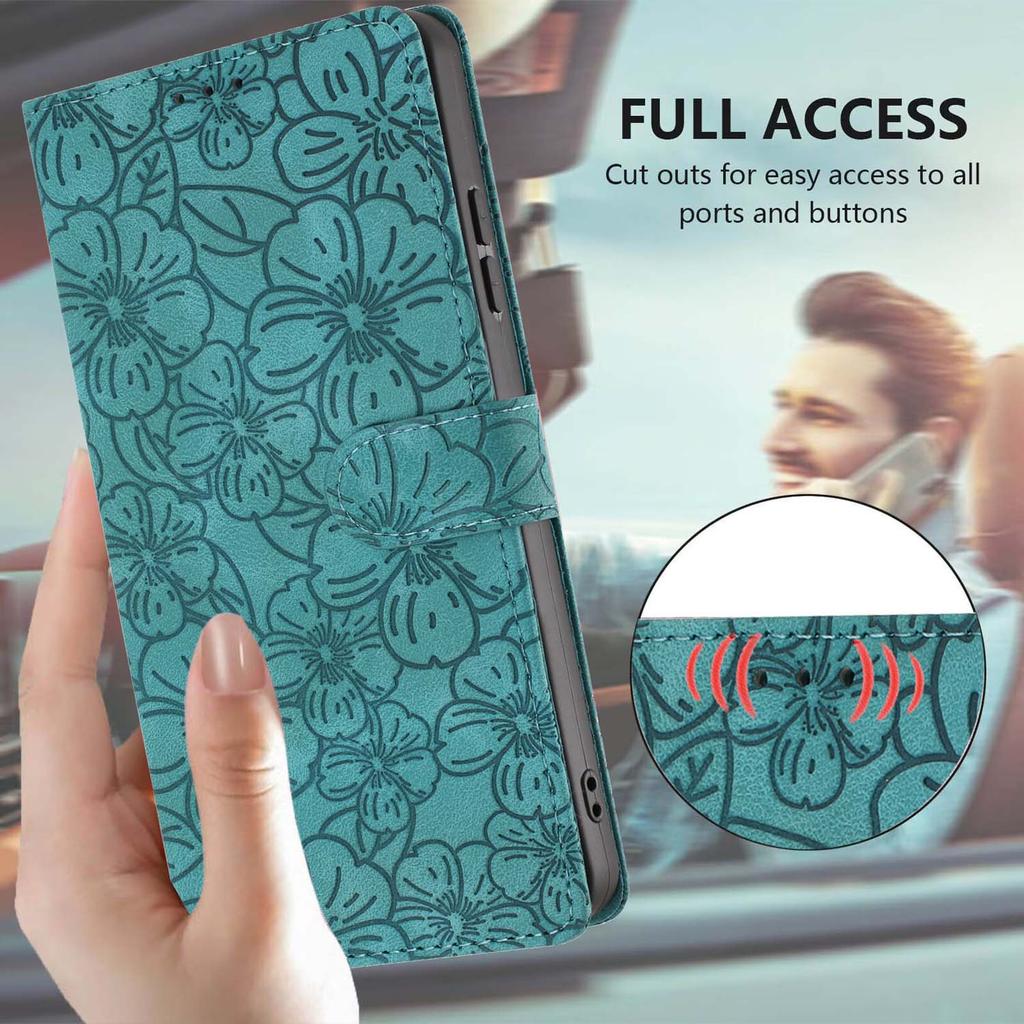 For Samsung Galaxy A34 5G Flip Case Cherry Blossom Pattern Leather Wallet Stand Phone Cover with Wrist Strap