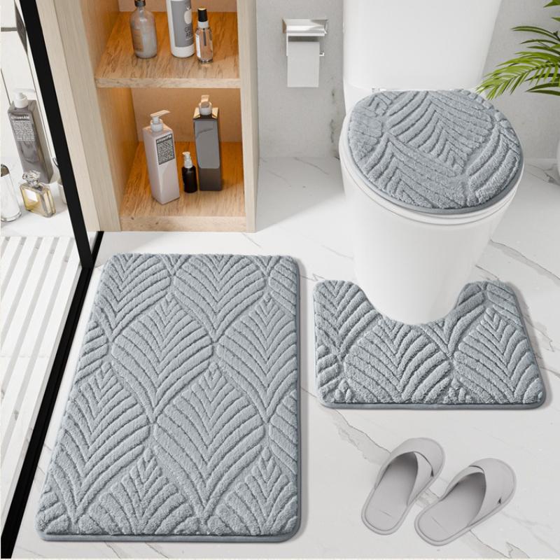 Household 3D Jacquard Plush Toilet Floor Mats Water Absorbing Non Slip Floor Mat At The Entrance of The Bathroom Toilet Carpet Comfortable Door Mat