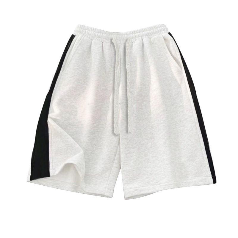 

300g Cotton Stripe Patchwork Shorts with Drawstring & Pockets - Casual Style, Custom Logo Available 3XL
