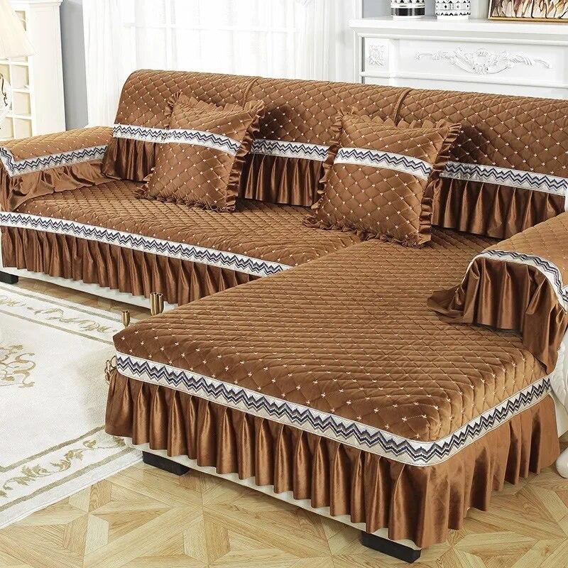 Plush Sofa Covers Four Seasons Sofa Towel Fabric Seat Cushion Backrest Towel Simple Modern Couch Cover Non-slip Sofa Bed Cover
