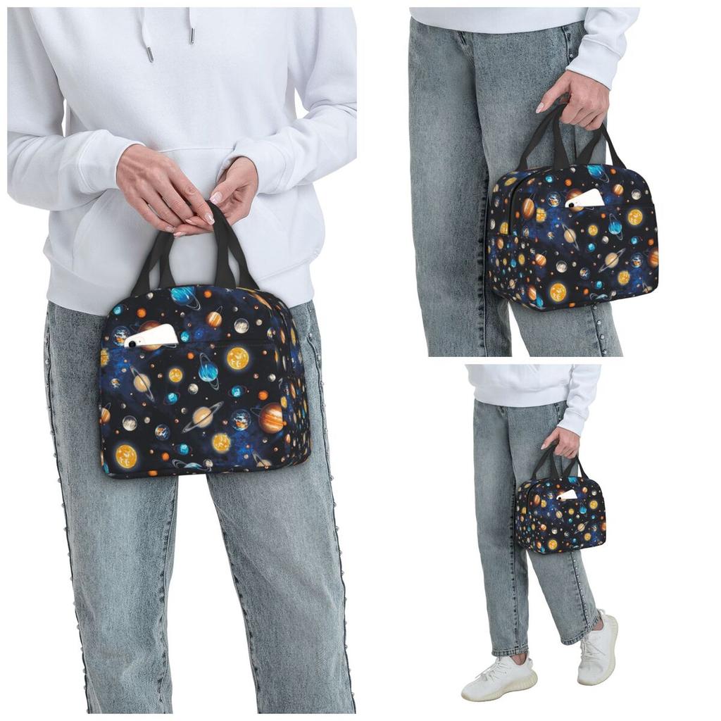 Solar System Space Planets Universe Insulated Lunch Bag for Women Office Cooler Thermal Food Box Tote Lunch Boxes Container