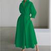 Moda Elegante Ampio Taglia Forte Abito Camicia da Donna Manica a Tre Quarti a Pois Ufficio A-line Stampato Festa Ampio Casual Semplice Abiti Abbigliamento Slim