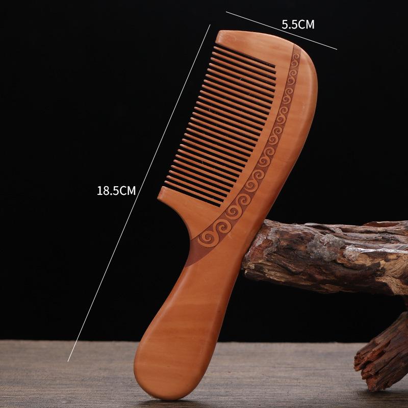 Engraved Extra Thick Dual-Sided Peach Wood Comb