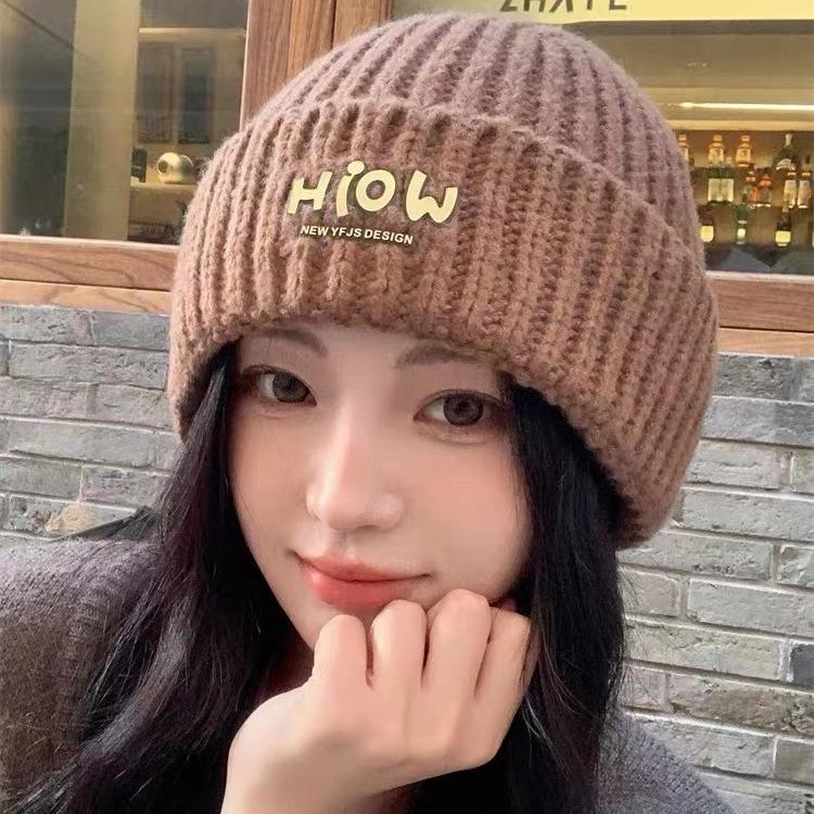 Knitted Hat Autumn and Winter Style Women's Wool Hat Showing Face Big Head Circumference  Versatile Hat Ear Protection and Warm Korean Wool Hat