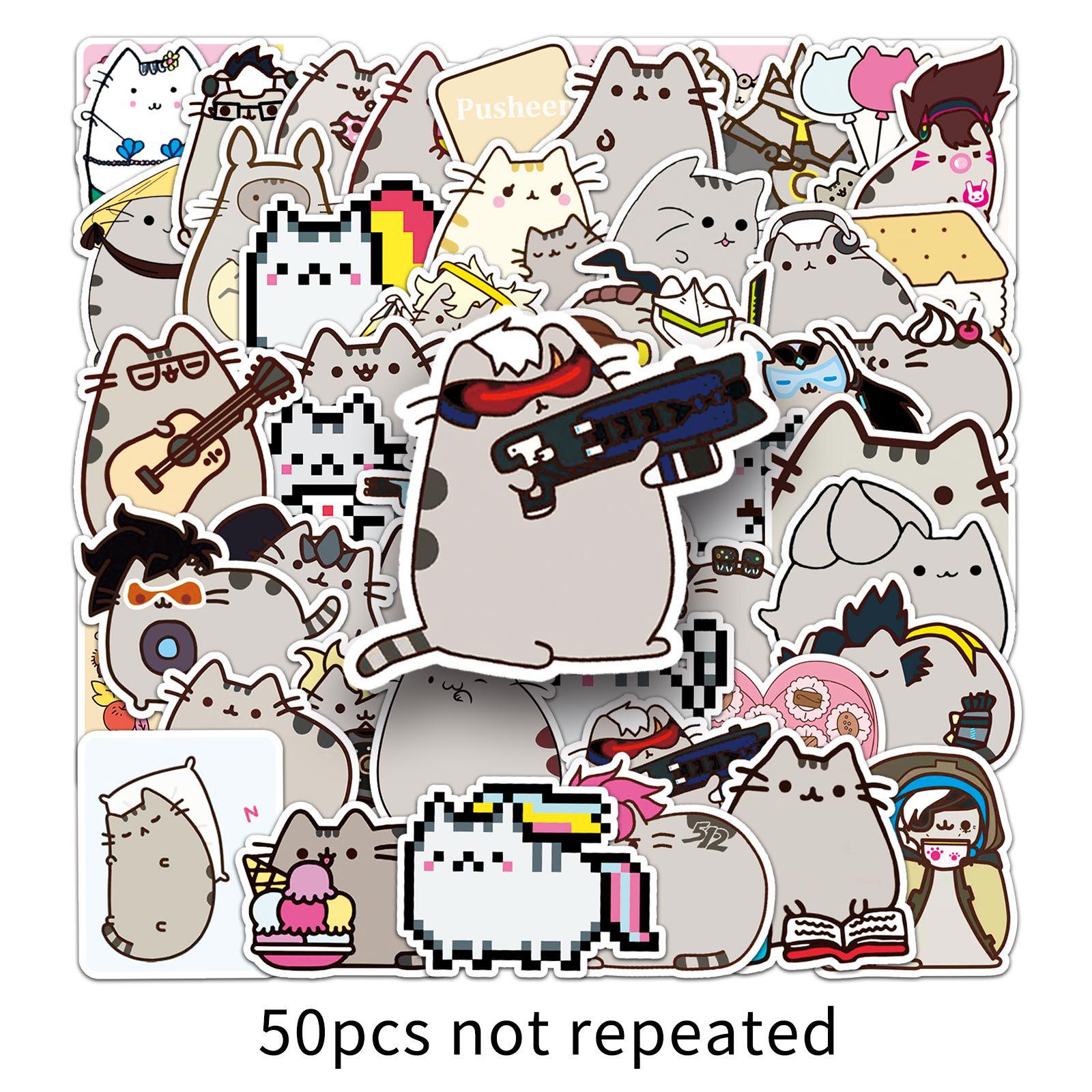 50 Cute Cartoon Fat Lucky Cat Stickers - Creative Graffiti for Skateboards and Journals
