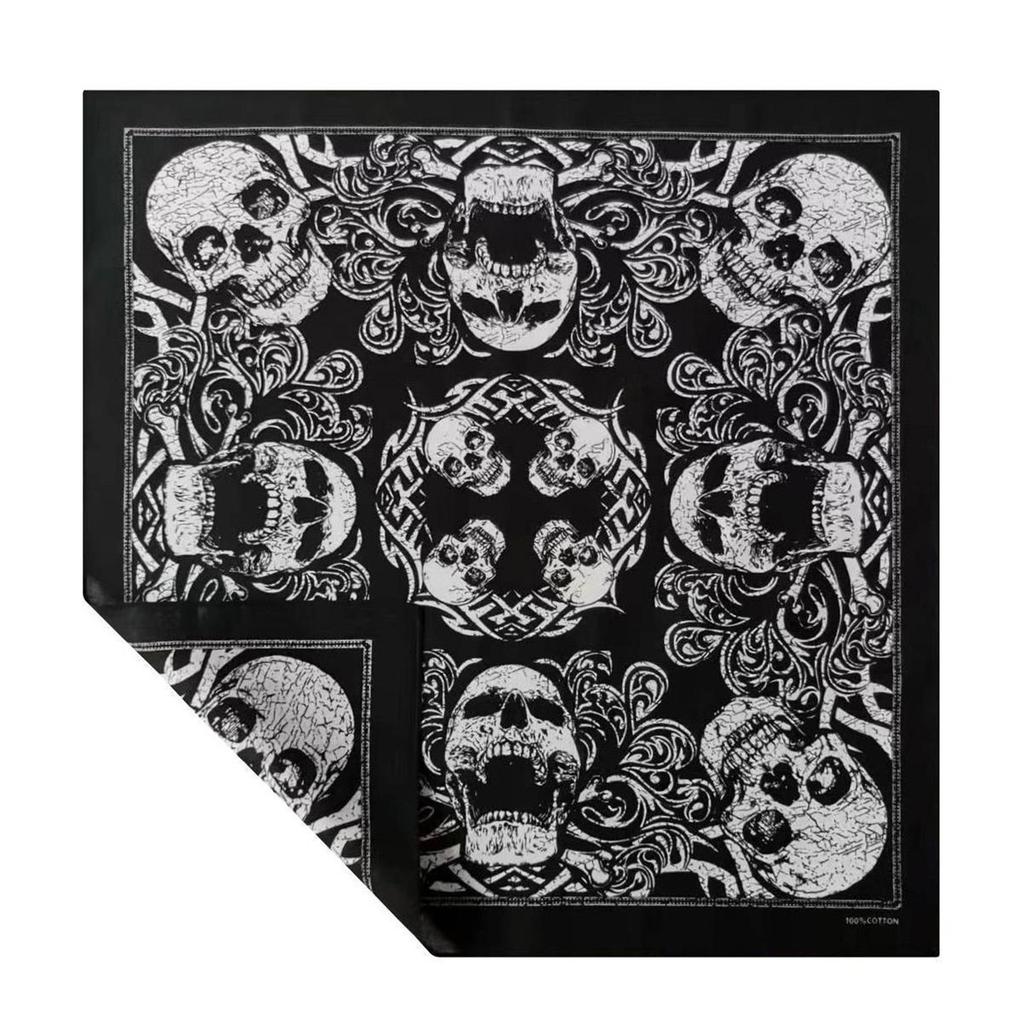 Skull Printed Headscarf for Casual Formal Square Pocket Vintage Bandanas Hiphop Dance Bandana Outdoor Sport Neckerchief