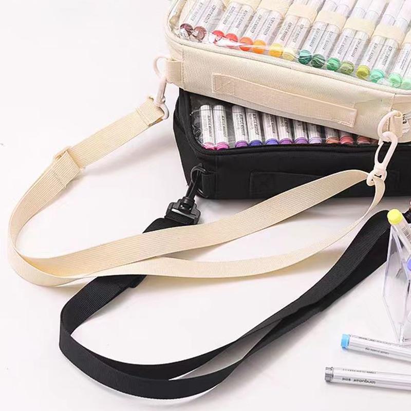 Large-Capacity Marker Storage Bag 64 Pieces Layered Handheld Diagonal Shoulder Transparent Bag Watercolor Pen Finishing Box