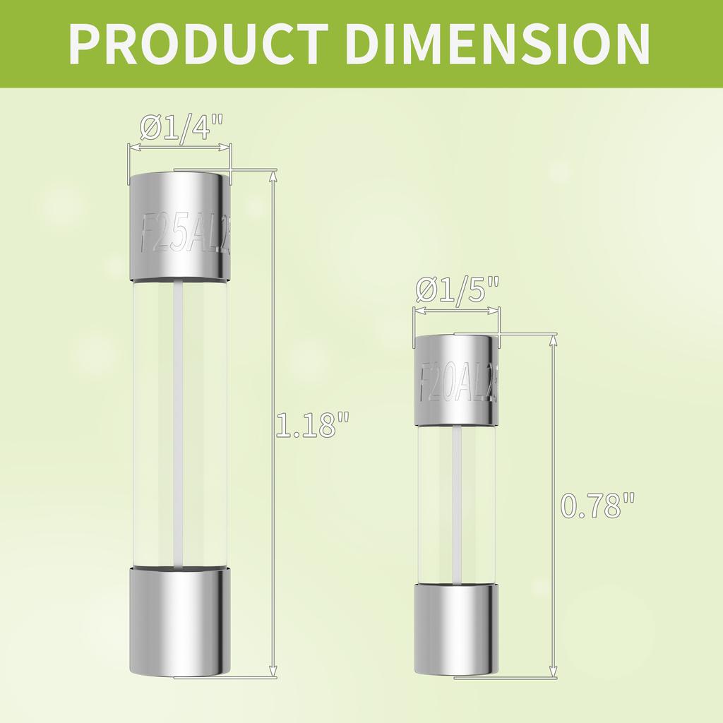 360 Stück Schnell durchbrennende Glas Sicherungen Sortiment-Kit 24 Werte Auto Sicherungen Sortiment-Kit 250V 0,5A-25A 5x20mm 6x30mm Glas Sicherungen