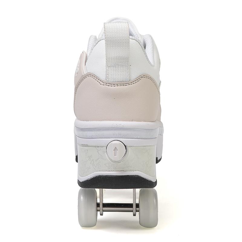 33-42 Kids/ Mens Four Wheels Sneakers with On Double Wheels Roller Sneakers Deformation Roller Skate Shoes for Girls