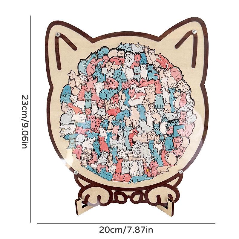 Unregelmäßig geformtes 3D-Holzkatzen-Puzzle-Spielzeug - Niederspaß zum Stapeln, Geschenk