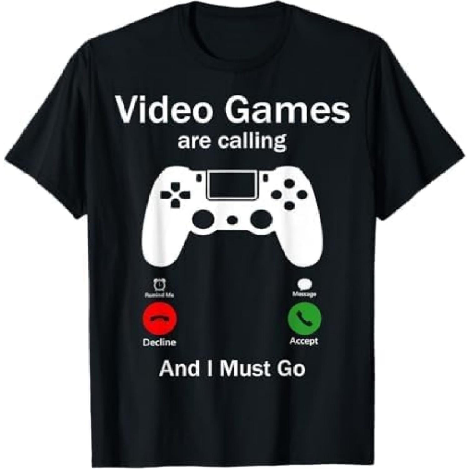 Видеоигры зовут, и я должен идти Смешная футболка для консольного геймера S