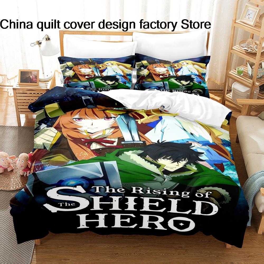 The Rising Of The Shield Hero Anime Bedding Set 3Pcs Isekai Manga Duvet Cover Set With Pillowcases For Teens Fans Bedroom Decor