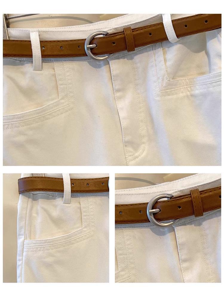 Women's High-Waisted White Wide-Leg Jeans - Spring/Autumn 2024 Slimming Casual Pants