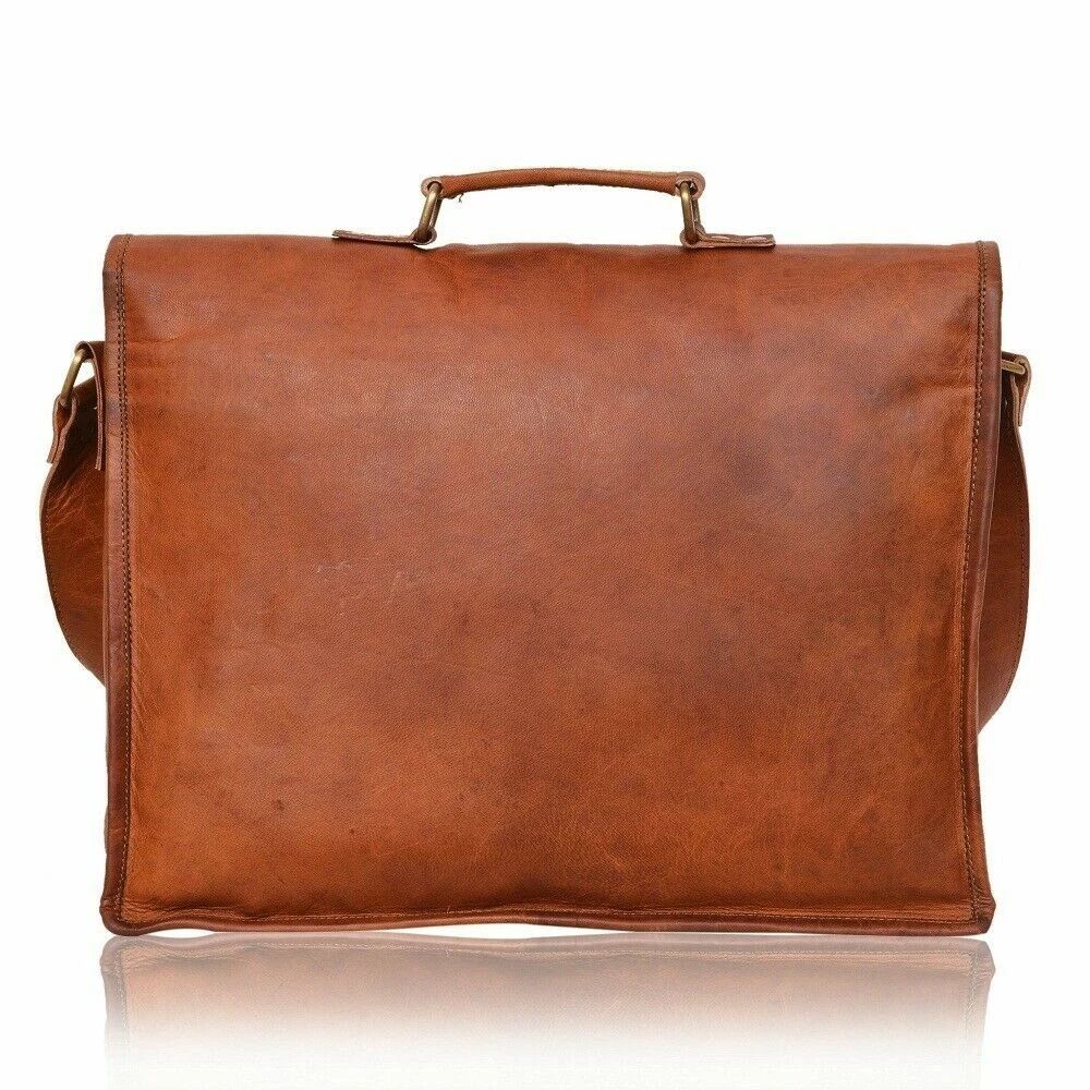 Unisex Genuine Vintage Leather Messenger Bag Shoulder Laptop Bag Briefcase