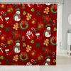 Merry Christmas Shower Curtain For Bathroom Decor Xmas Santa Claus Bath Curtain Cute Snowman Bathroom Accessories Red Waterproof