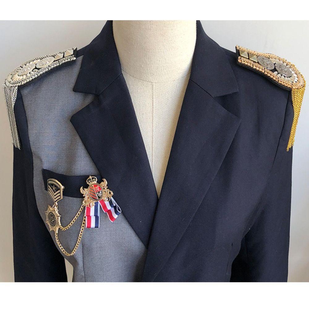 Metal Brooch Shoulder Board Zinc Zinc Alloy Jacket Vintage Brooch Tassel Chain Epaulettes  Party