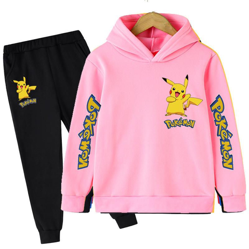 

Spring Autumn 3-14Y Kids Pikachus Hoodie Set Boys Clothes Girls Cartoon Casual Outfit 160cm