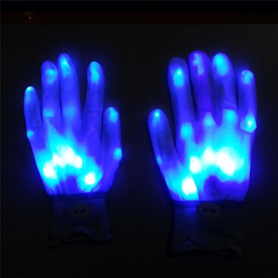 1 paio di guanti con dita illuminate a LED Decorazioni per la danza del costume di Natale di Halloween