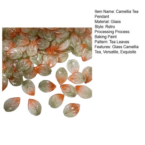 50Pcs Glass Camellia Tea Pendant 26 x 18mm Leaf Size DIY Jewelry Making Beads Set for Necklaces Bracelets Earrings