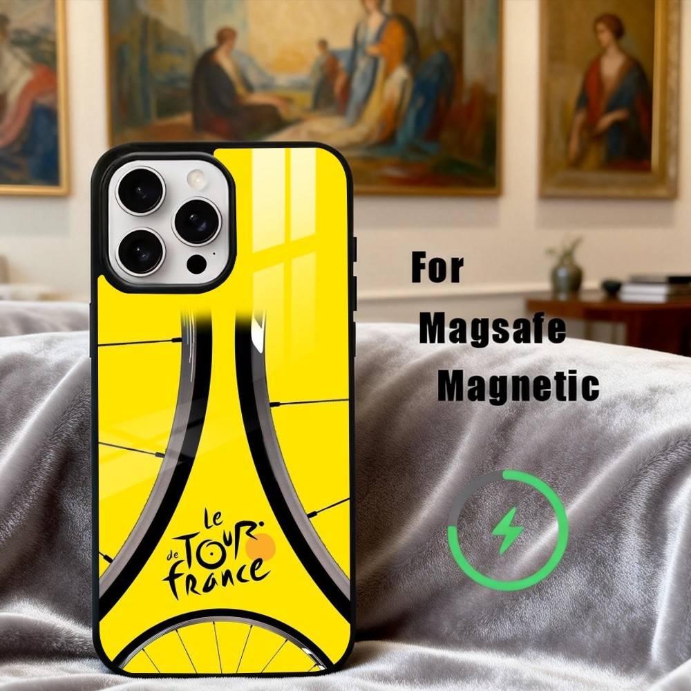 Custodia per Telefono T-Tour De France B-Bike R-Rainbow per iPhone17,16,15,14,13,12,11 Plus,Pro Max Magnetica Per Ricarica Wireless Magsafe