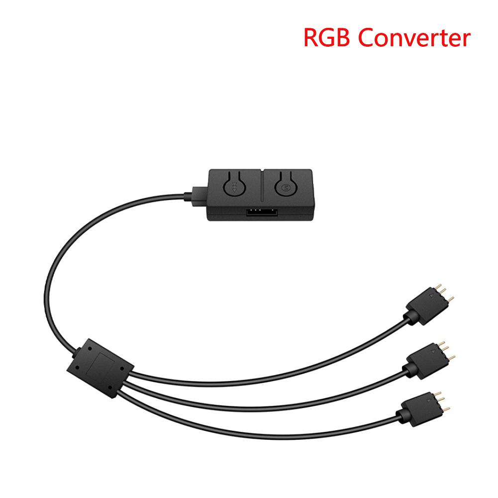 

RGB Converter Sync with Motherboard Built-in 50 Color Modes with 3-Way Splitter 5V/3pin ADD-RGB To 12V/4PIN Adapter Accessroy