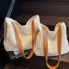 Beach Summer Bag for Women Mesh Woven Shoulder Bag Adjustable Strap Handbag Large Capacity Hobo Bag for Travel Vacation