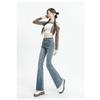 Women's Fashion Slim Fit High Waist Flared Jeans for Petite Figures, Vintage Stretch Frayed Hem Bell Bottom Pants