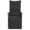 Garden Armchair with Cushions 2 pcs Adjustable Grey Poly Rattan