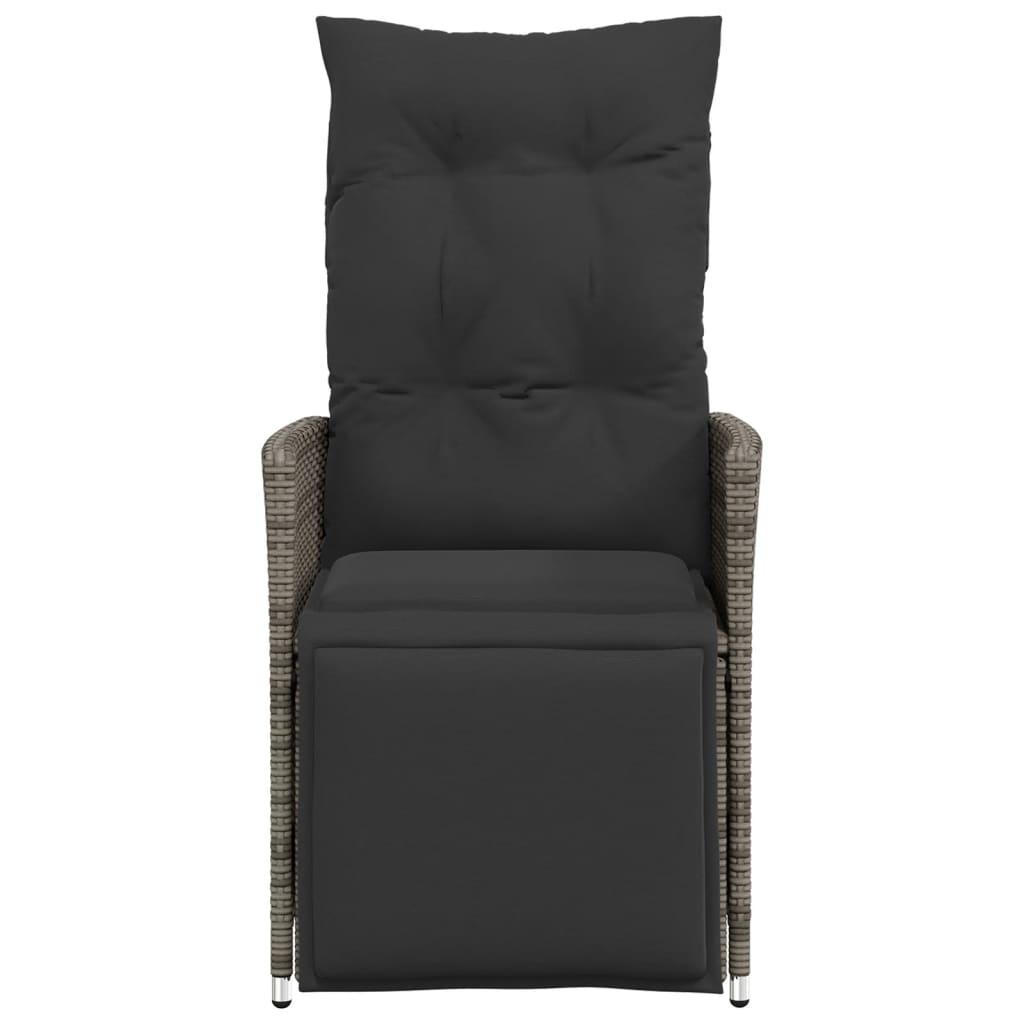 Garden Armchair with Cushions 2 pcs Adjustable Grey Poly Rattan