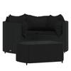 VidaXL Salon de jardin 4 pcs avec coussins Noir Résine tressée, ensemble de salon d'extérieur, ensemble de mobilier 319792