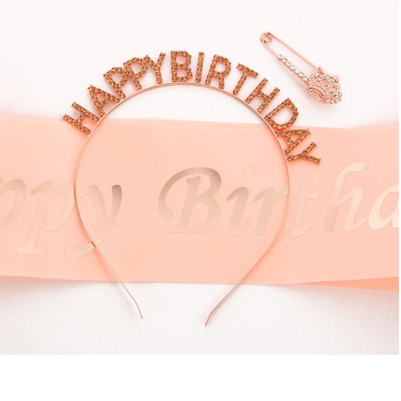 4 Pieces Birthday Party Decorations Champagne Birthday Set Bright  Sash Glitter Golden Letters Instagram Photo Props