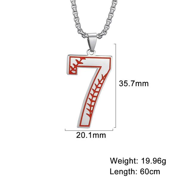 My Shape Baseball Pattern Number Pendant Necklace For Men Sport Basketball Figure Stainless Steel Necklaces Fashion Male Jewelry