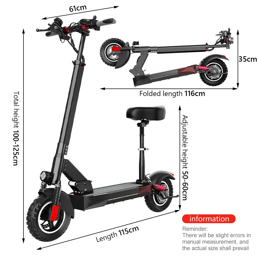 M4 PRO E-Scooter 800W48V16AH Battery Auto Cruise 40-50KM Max Range 45KM/H E-Scooter 10" Tire With Seat Electric Scooter