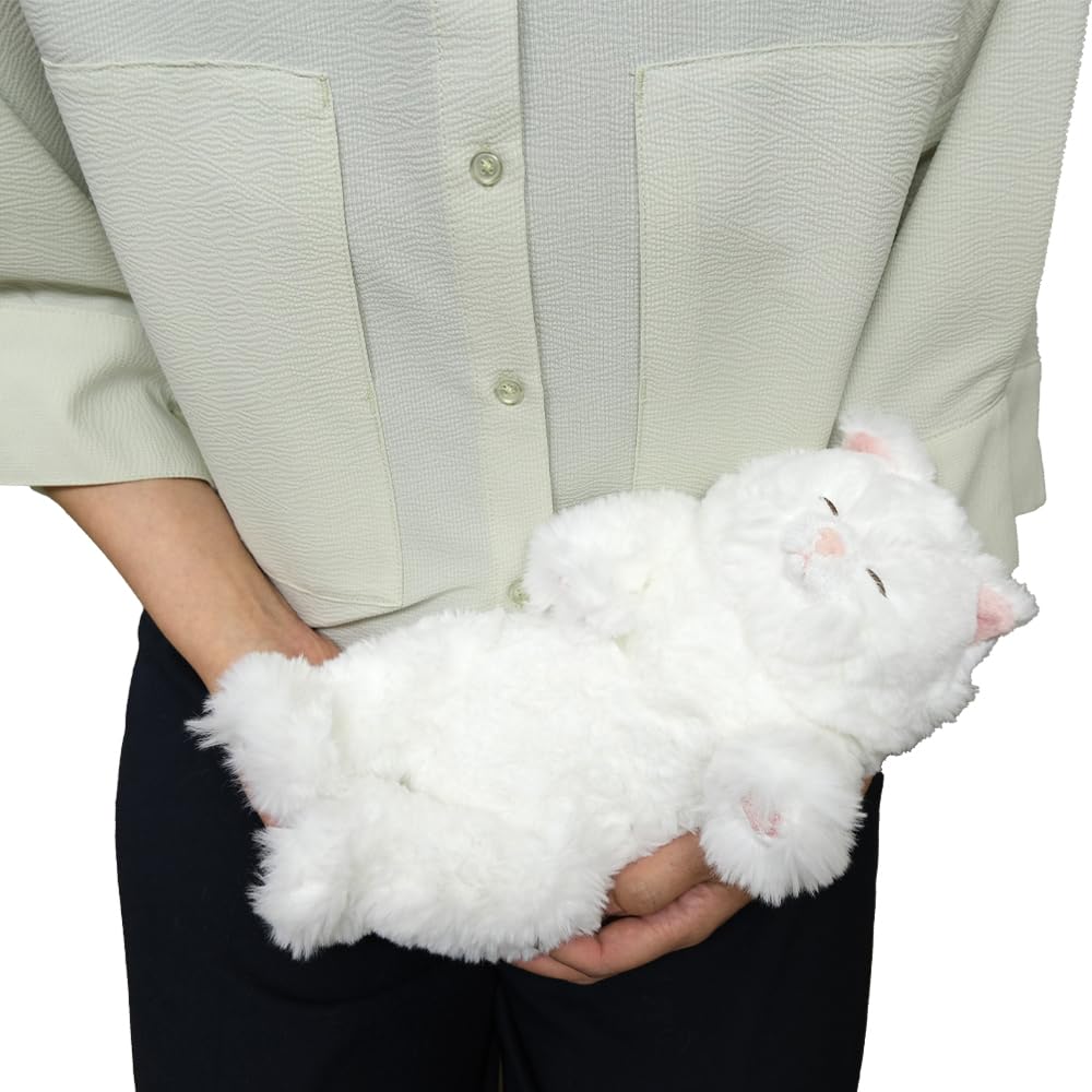 SunLemon Sleeping Lap Cat, Small, Persian, White, 15 x 12 x 34 cm, Plush Animal, Cute Cat, P-1593