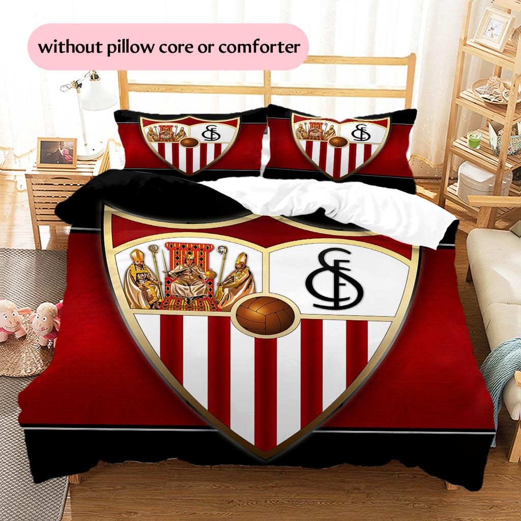 Sevilla FC Patrón Juego de Ropa de Cama Colcha Decoración del Hogar Regalo (1 funda nórdica + 2 fundas de almohada sin relleno.)