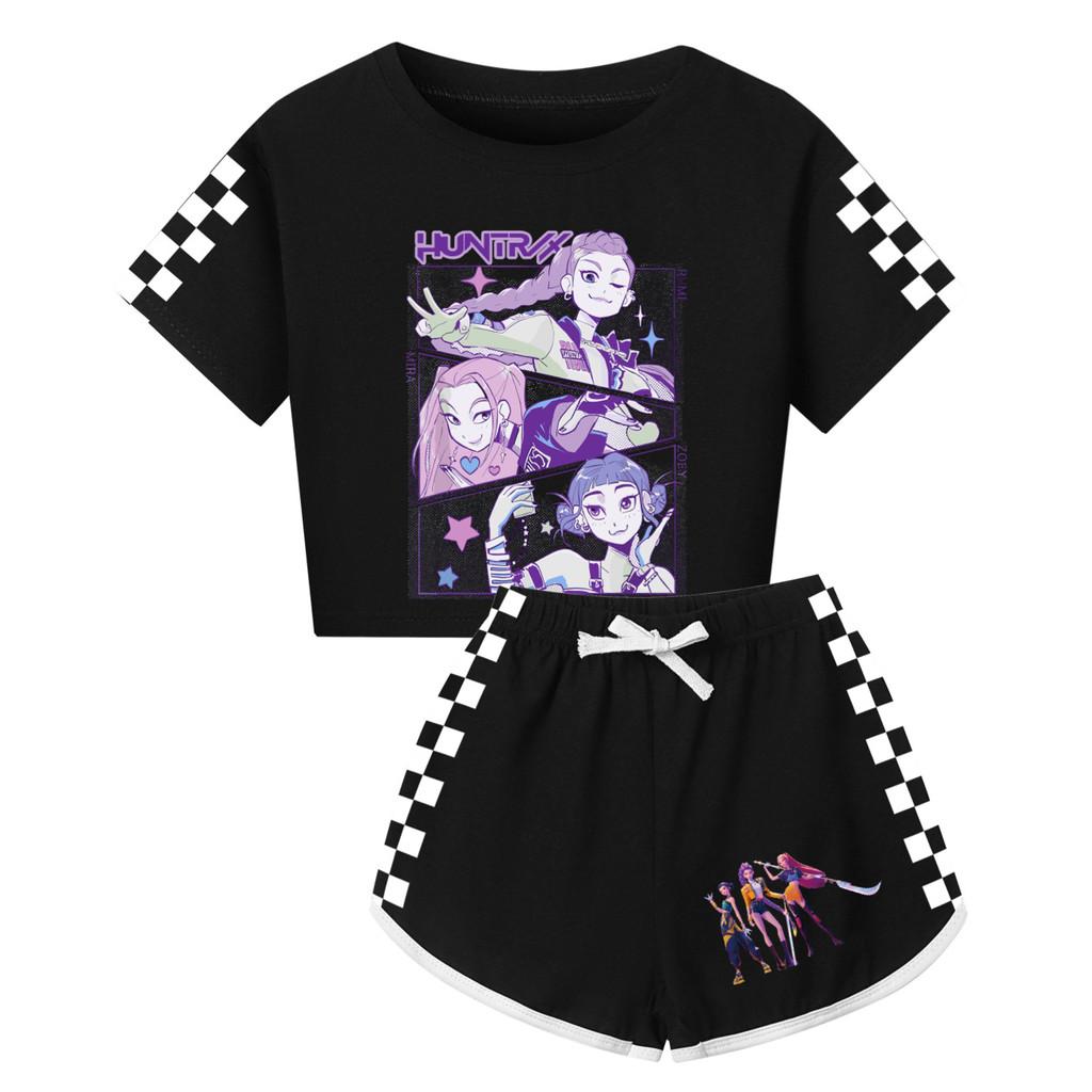 Kpop Demon Hunters Child Short Sleeve Short Pants Parent Child Pajama Set For Sleepwear Comfort